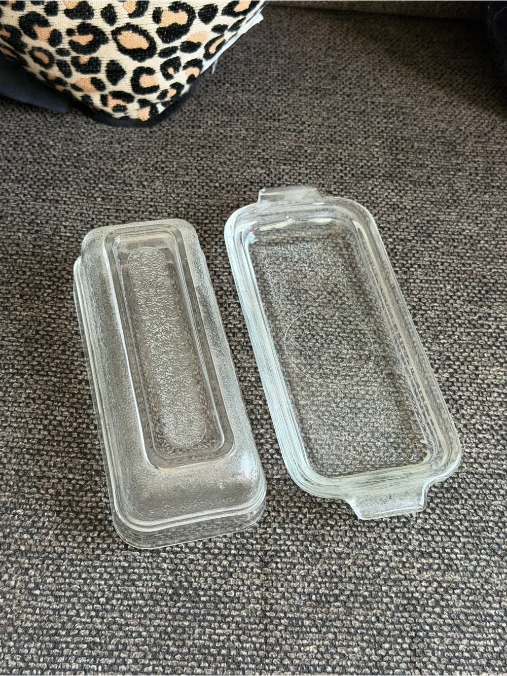 Small sized glass covered butter dish